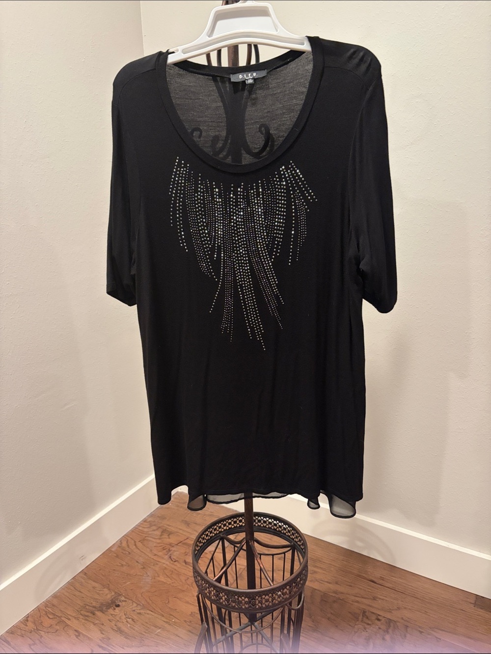 B.L.E.U. Black Short-Sleeve Embellished Tunic